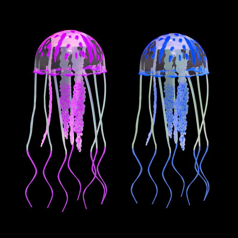 Creative simulation luminous mini jellyfish aquarium decorative fish tank underwater luminous landscape home decoration