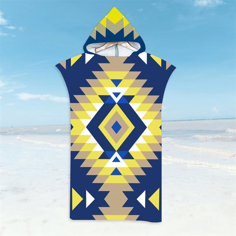 Microfiber Hooded Poncho Quickdry Beach Bathrobe For Adults