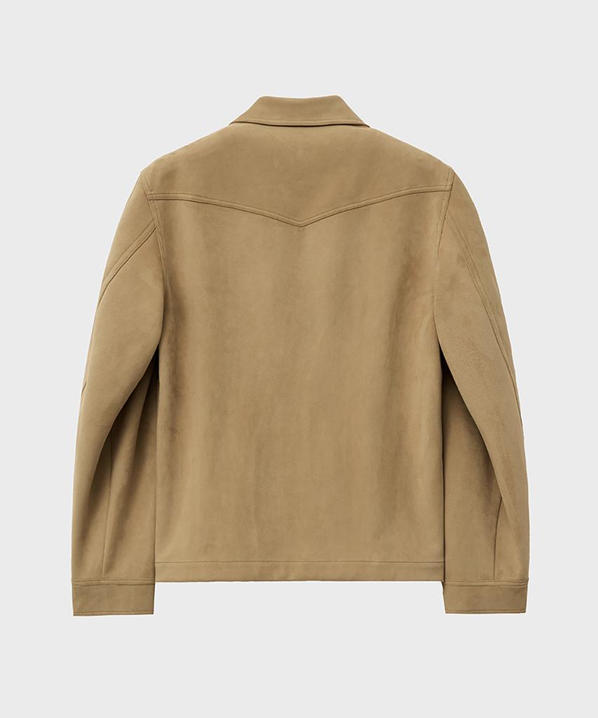 Noirer Western Suede Open Collar Jacket (Mustard)