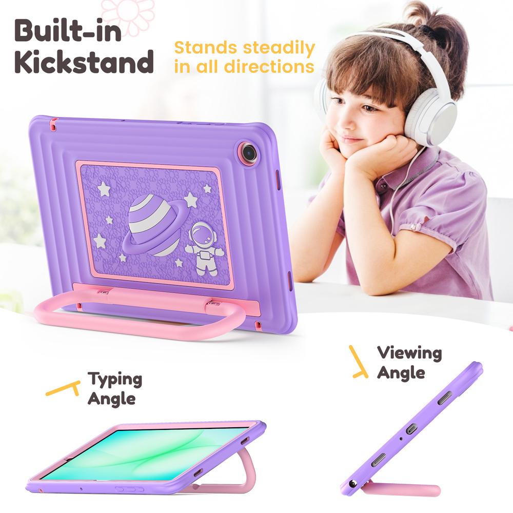 Portable Stand Tablet Cases for Samsung Galaxy Tab A9/A11 Plus/A9+/A11+ Case X235 Cover Kids Cartoon Shockproof Silicone Shell