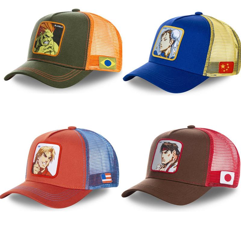 Street Fighter Mesh Cap Cartoon Mesh Cap Men's and Women's Baseball Cap Fashion Hip Hop