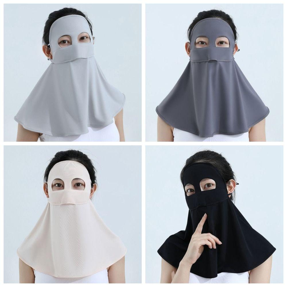 Full Face Sun Protection Mask Ice Silk Sunshade Face Mask Fashion Anti-UV Neck Scarf Outdoor