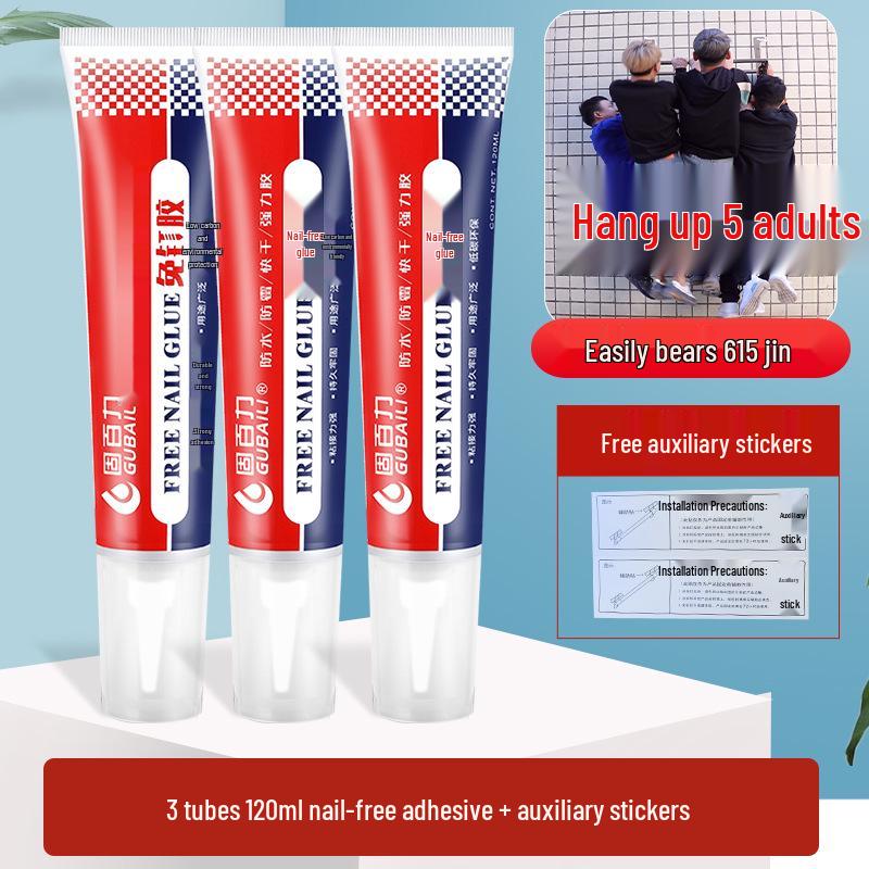 Многофункциональный клей: Без гвоздей, Прочный, Идеально подходит для плитки в ванной комнате, зеркал и стекла.