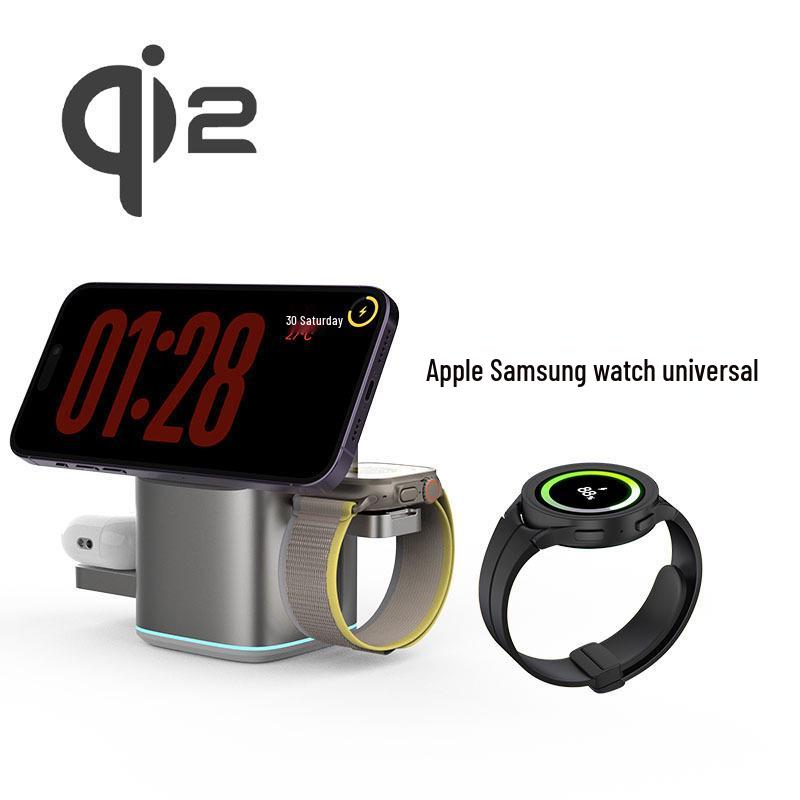 Сертифицированное Qi2 3-в-1 MagSafe Беспроводное Зарядное Устройство для Телефонов и Часов Apple и Samsung