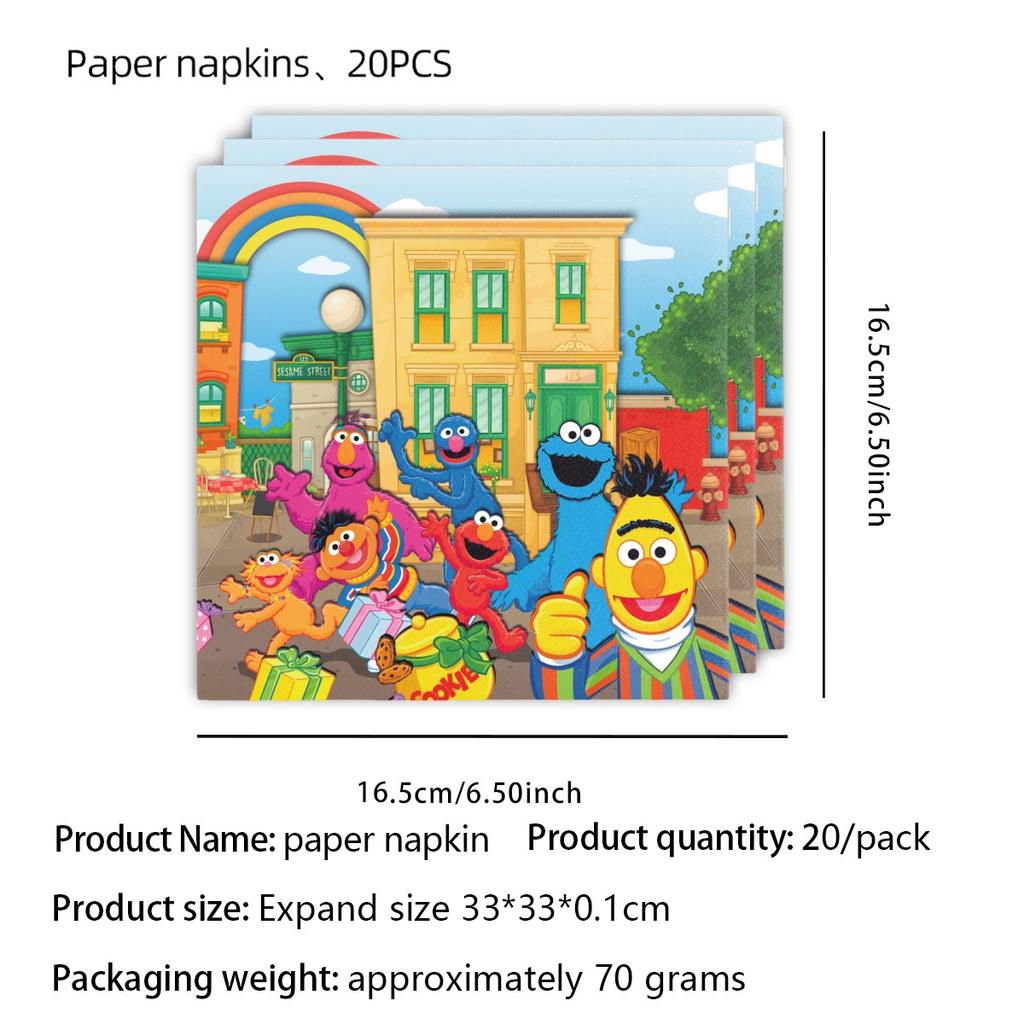 Sesame Cartoon Street Birthday Party Decoration Elmo Birthday Balloon Tablecloth Cup Plate Gift Bag Baby Shower Kid Party Favors