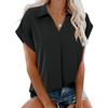 Women Summer Style Blouses Shirts Lady Casual Turn-down Collar Batwing Sleeve Solid Color Loose Blouse Tops