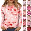 Women's Fashion Casual Crew-neck Long Sleeve T-shirt Valentine's Day Love Print Top