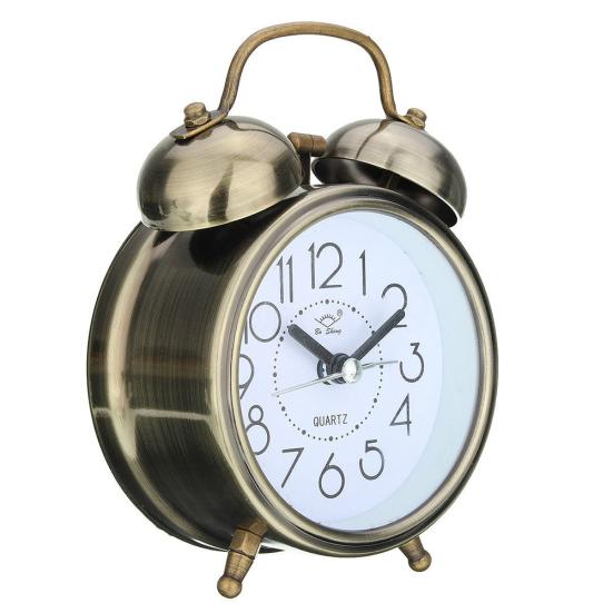 Classic Silent Double Bells Quartz Movement Bedside Table Retro Mini Alarm Clock
