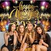 2025 Happy New Year Banner New Year Black Gold Party Decoration Background 71 X 43in Photo Backdrop Non-Fade New Year Banners