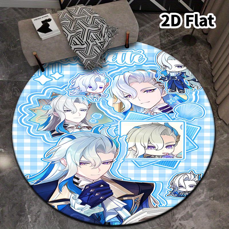 Genshin Round Area Rug Carpet Rug For Living Room Bedroom Sofa Playroom Decor Nonslip Floor Mat