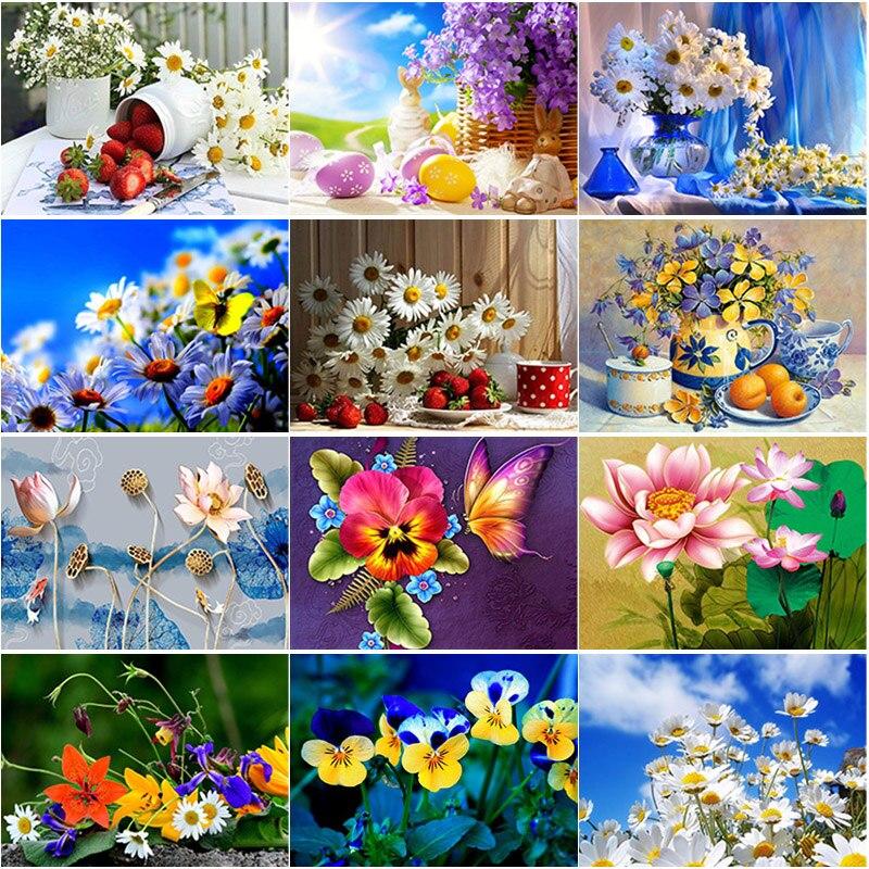 New DIY 5D Diamond Painting Flowers Diamond Embroidery Little Daisy Cross Stitch Full Round Drill Mosaic Home Decor Gift