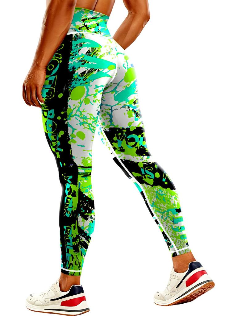 "Women's High-Waist Printed Yoga Pants for Fitness"