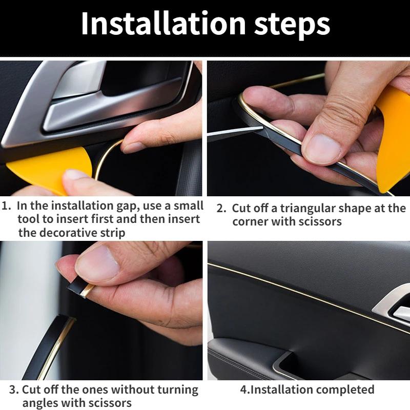 НОВЫЙ автомобильный стайлинг универсальный 5Mpcs DIY молдинги для салона отделочные полосы автомобильные аксессуары дверные декоративные полосы наклейка на край приборной панели