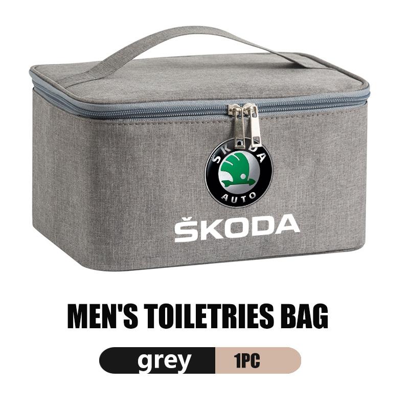 AAABS1 Large Capacity Car Logo Toiletry Bag Travel Storage Box Auto Accessories For Skoda Fabia Kamiq Superb Scala Enyaq-iV MK3 VisionS