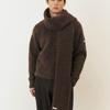 KUME Wool Blend Knitted Muffler, Brown