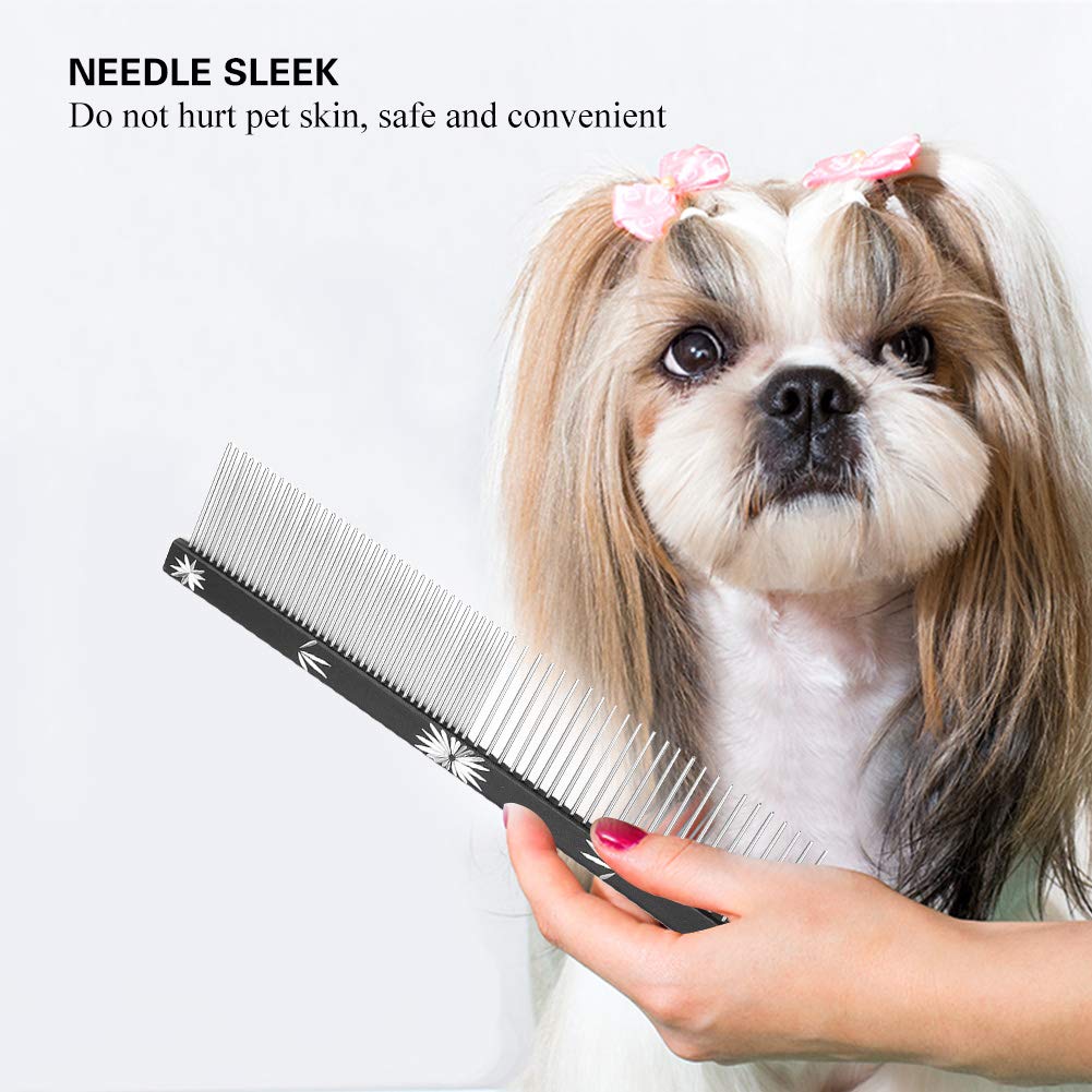 Расческа для домашних животных для собак и двойная расческа из нержавеющей стали для груминга и линьки кошек с двойными зубьями, антистатическая, стальная, многофункциональная, нескользящая, (черный)