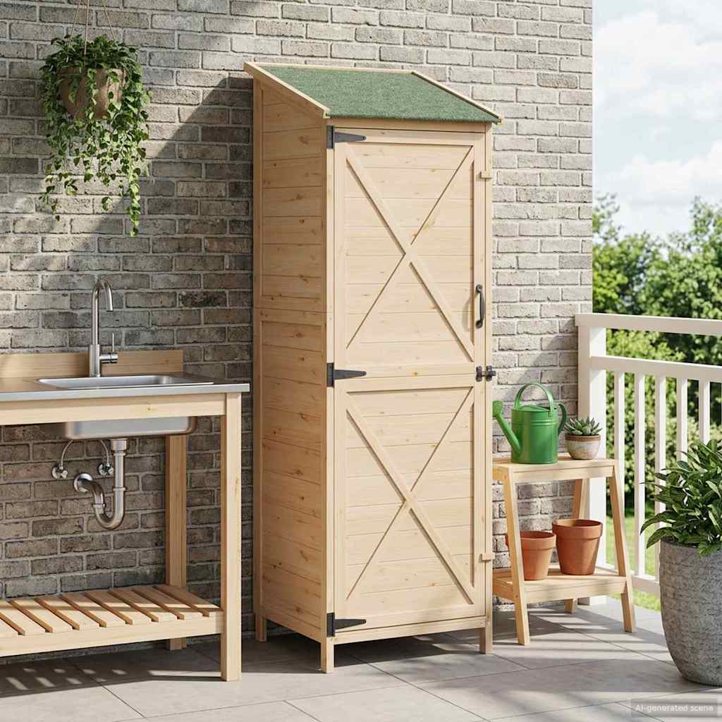 Garden Shed Natural 59.5 x 56 x 176.5 cm Solid Spruce Wood
