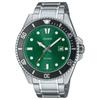 Casio СТАНДАРТная серия 200 метров водонепроницаемые Кварцевые Стальной браслет тот же стиль для мужчин и женщин зеленый циферблат MDV-107D-3A2V
