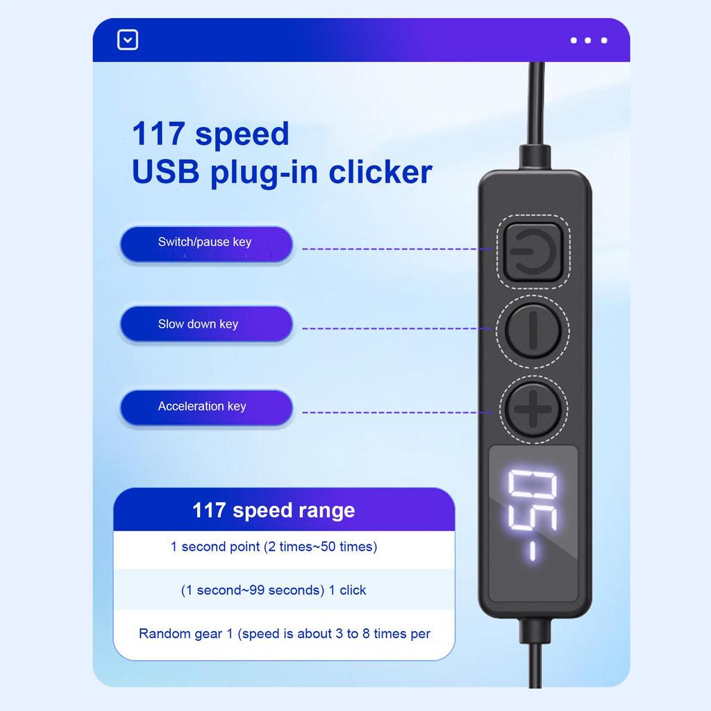 Автокликер для экрана телефона, устройство автоматического нажатия, регулируемые скорости, цифровой дисплей для прямых трансляций, игр, тестирования приложений, компьютера