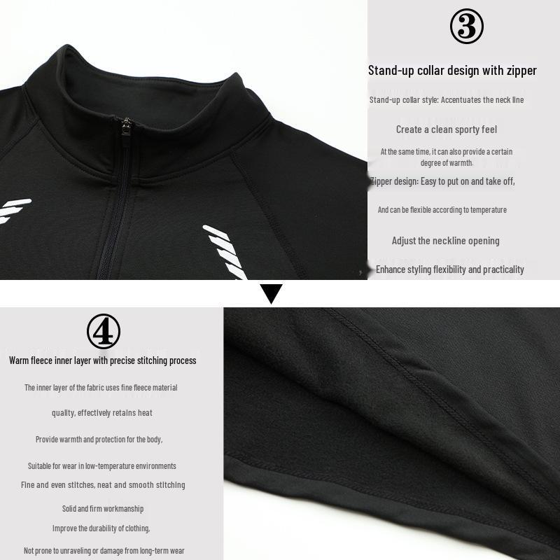 Унисекс термоспортивная кофта с полувысоким воротником, молнией, быстросохнущая, с бархатной подкладкой для осени и зимы.