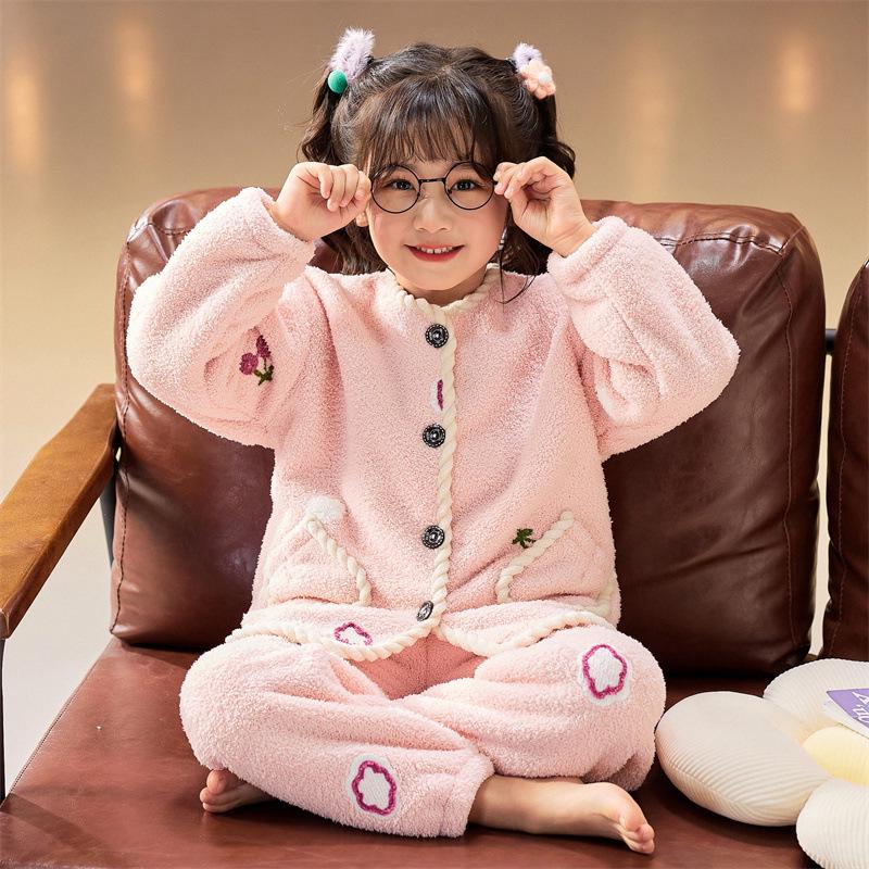 Мягкая фланелевая зимняя пижама для мальчиков - толстый теплый хлопковый детский кардиган для сна