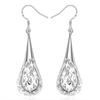 Silver-plated Earrings New Jewelry Fashion Simple Hollow Water Drop Shape Girls S925 Silver Earrings Jewelry