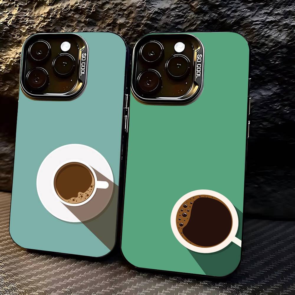 Чехол для телефона с рисунком кофе для iPhone 17,16,15,14,13,12,11,Pro,X,Xs,MAX,Plus, ТПУ, Мягкий, Приятный для кожи Чехол