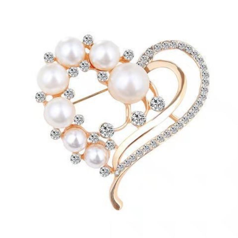 Brooch High-End Sense Niche High-End Women'S Silk Scarf Buckle Alloy Corsage Small Fragrant Wind Pearl Rhinestone High-End