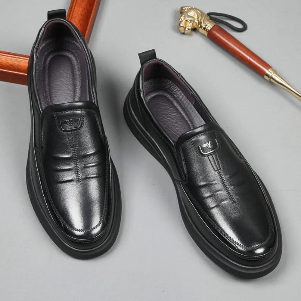 Мужская обувь из натуральной кожи, обувь из коровьей кожи, новые повседневные туфли из мягкой нескользящей кожи с мягкой подошвой, мужские мокасины