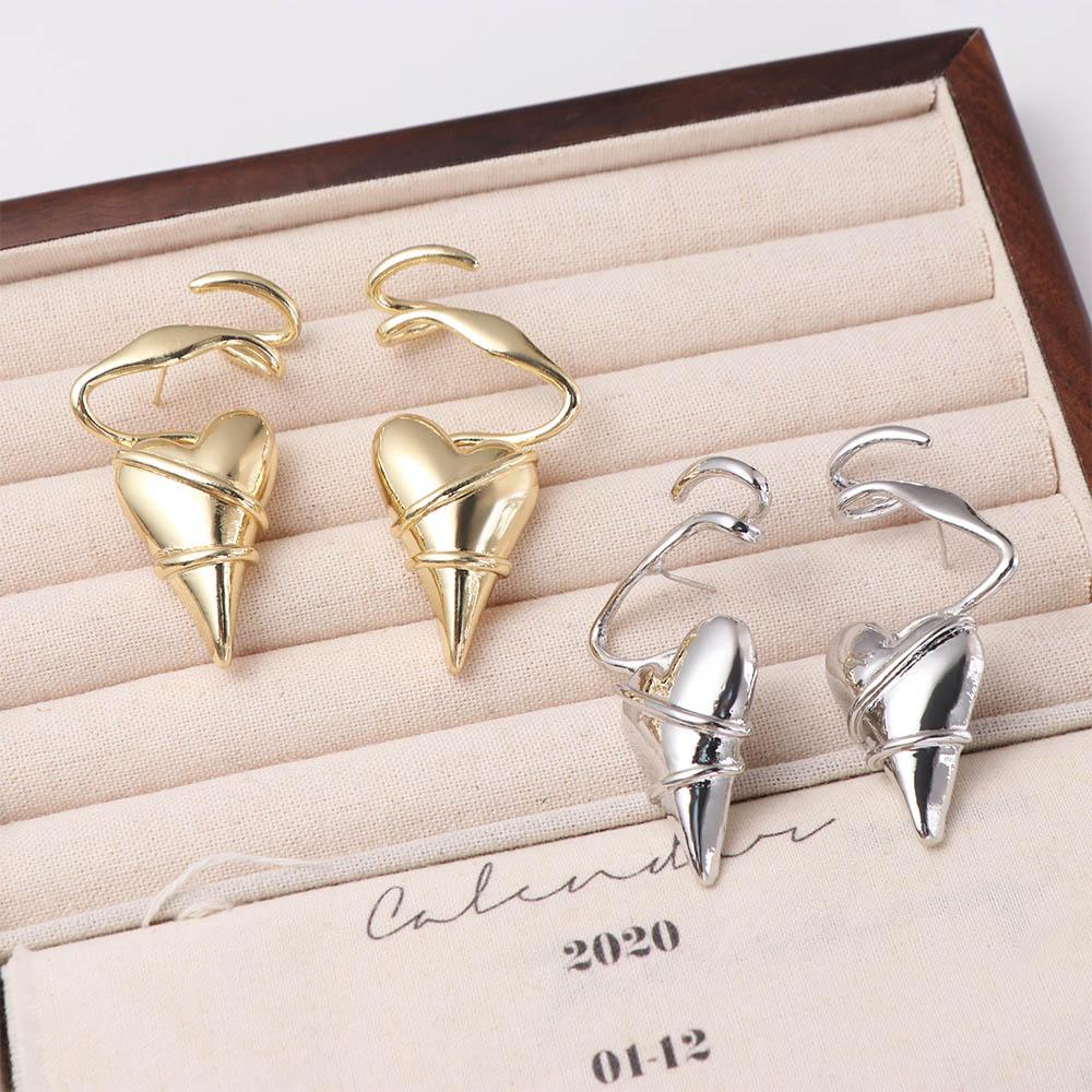 Geometry Heart Earrings Twined Exaggerated Earrings Temperament Metal Eardrop Party