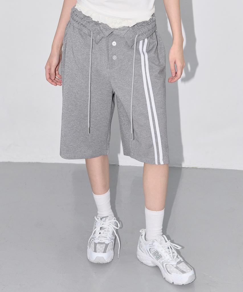 Fancy Club Button-Up Bermuda Sweatpants (Gray) F25Qd817