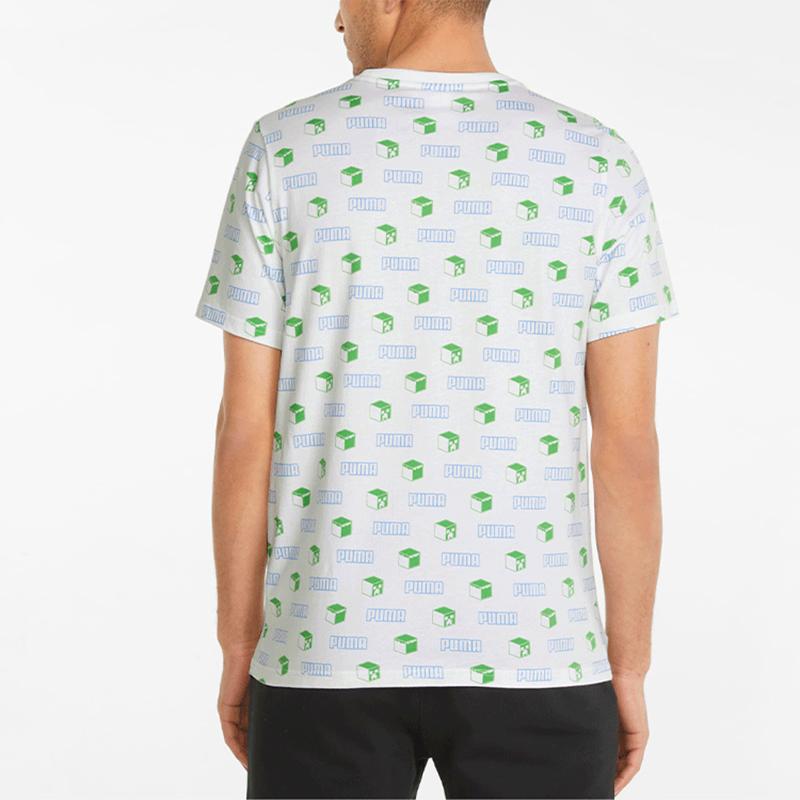 Puma X Футболка Minecraft AOP Белая Мужская Уличная одежда 534375-02