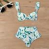2Pcs/Set Women Summer Bikini Set Bohemia Style Ruffle Sleeve Bandeau Bra High
