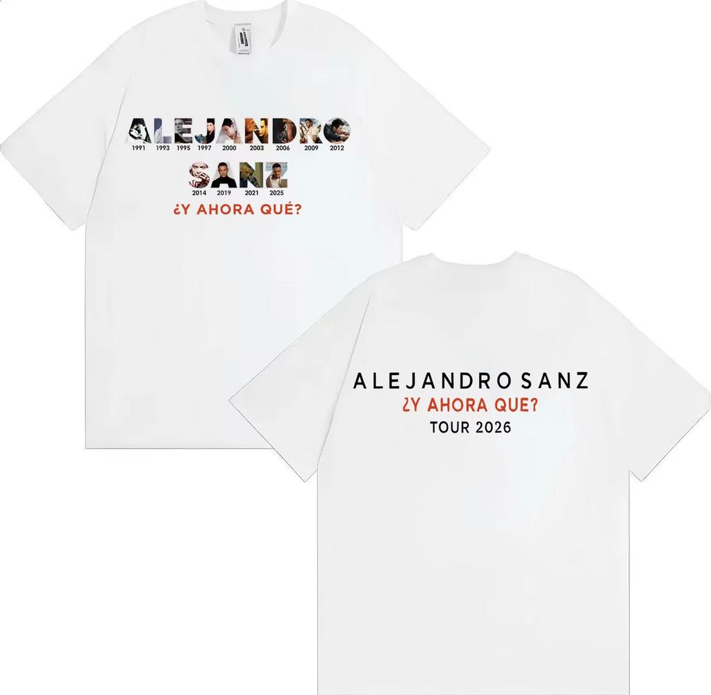 Trendy Graphic Tops Singer Alejandro Sanz 2026 Spring summer Print Tee AestheticTshrit Mens Women Tees Casual Short Sleeve