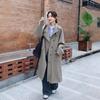 Khaki Green British Windbreaker Coat Women's Spring and Autumn Mid-Length Retro Casual Loose Small Coat
