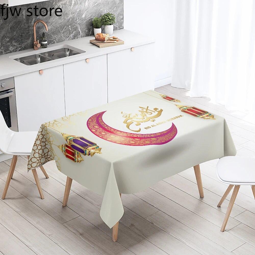 Рамадан Мубарак Домашний Декор Скатерть Исламская Мусульманская Мечеть Рамадан Карим Декоративная Скатерть Водонепроницаемая и Устойчивая к Пятнам