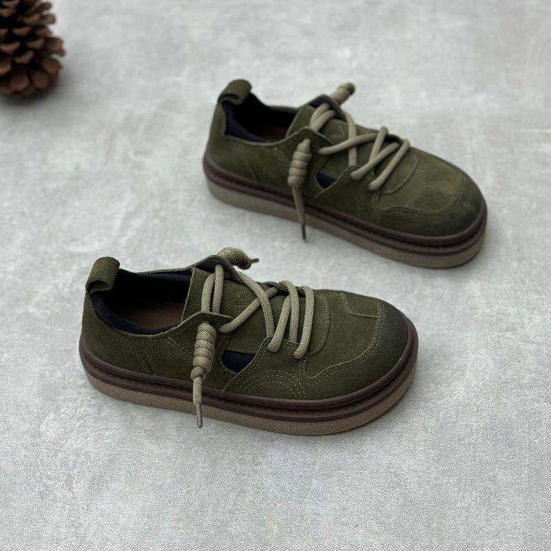 Genuine Leather Single Shoes Handmade Round Toe Cowhide Shoes