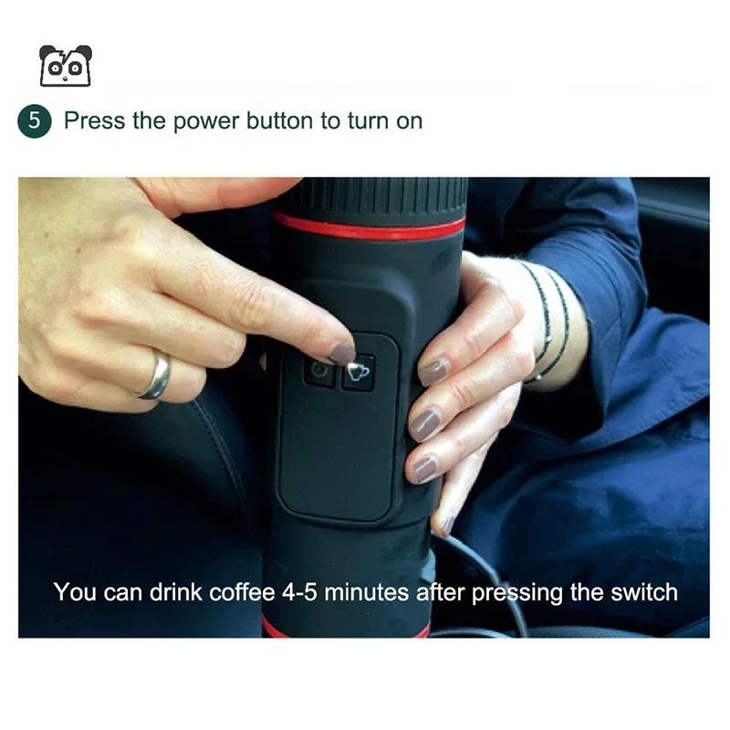 Портативная мини-кофемашина эспрессо, автомобильная кофеварка 12 В/24 В с функцией самонагрева, совместимая с капсулами NS и молотым кофе