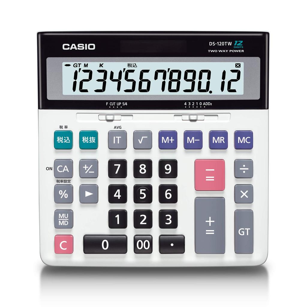 Casio Standard Tax Desk 12 Calculator, Calculation/Adder System, Type, Digits, DS-120TW