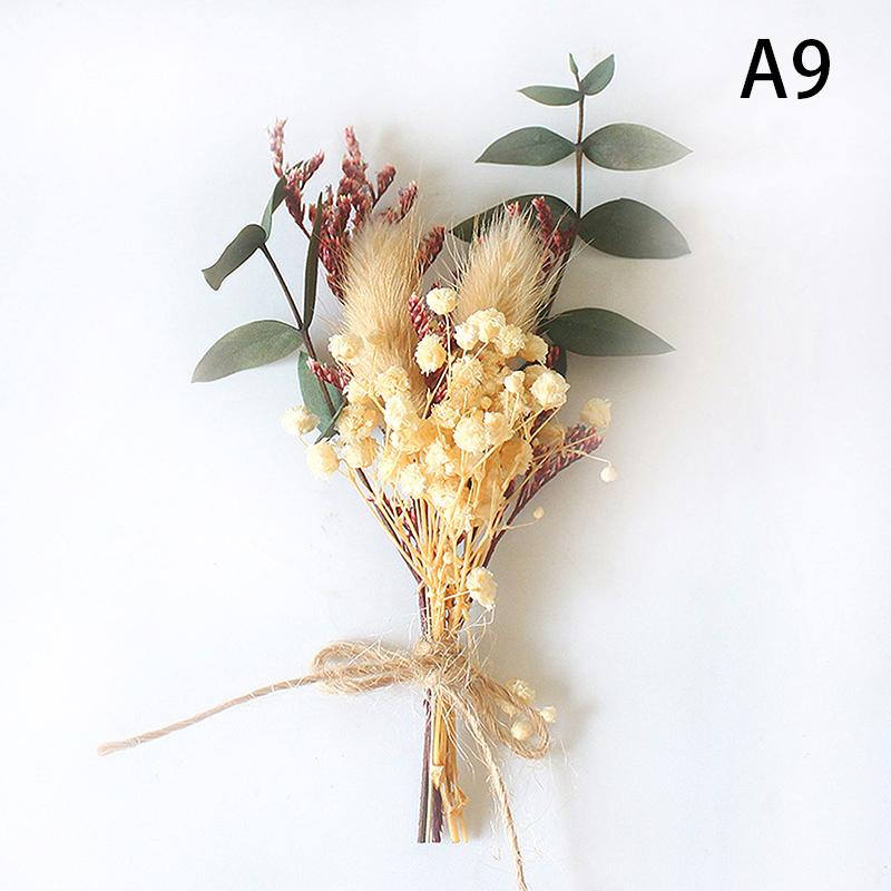 1Pc Mini Natural Dry Flowers Bouquet Boutonnieres Groomsmen Buttonholes Bridesmaid Flower Corsage Brooch Christmas Wedding Decor