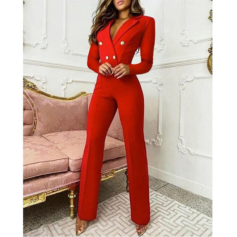 Women Fashion Slim Sleeveless Jumpsuit V Neck Profession OL Lady Clothes