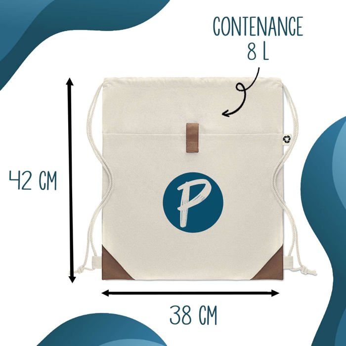 Sac à dos - PLANETEE - Smash Padel Urbain Homme - 50% coton recyclé - ~8 L - Fermeture cordelettes
