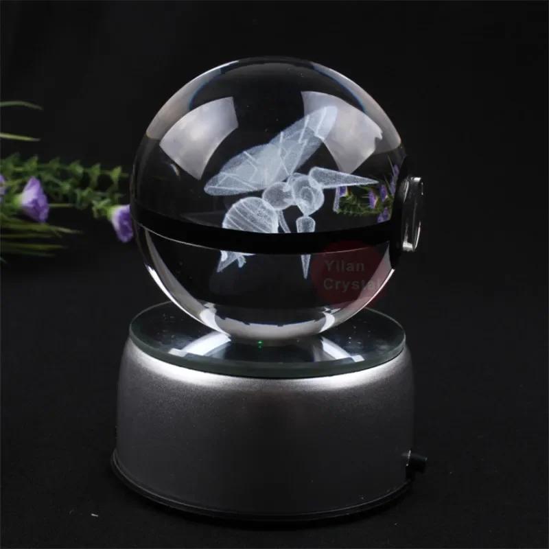 New Pokmon Crystal Ball Night Light Snorlax Vulpix Anime Peripherals Fashion Delicate Personality Room Emit Light Ornament