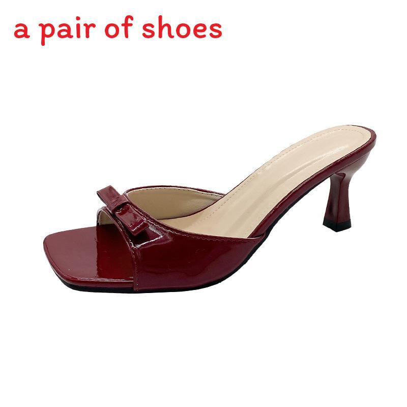 Womens Summer Square Toe Flat Slides With Pu Upper For Daily Comfort