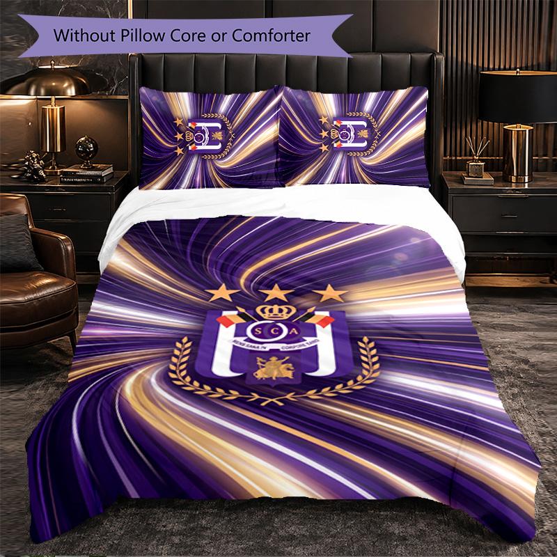 Anderlecht FC Themed Bedding 3Pcs Duvet Cover Set Decorative Bed Linen For Teen Room Home Decoration
