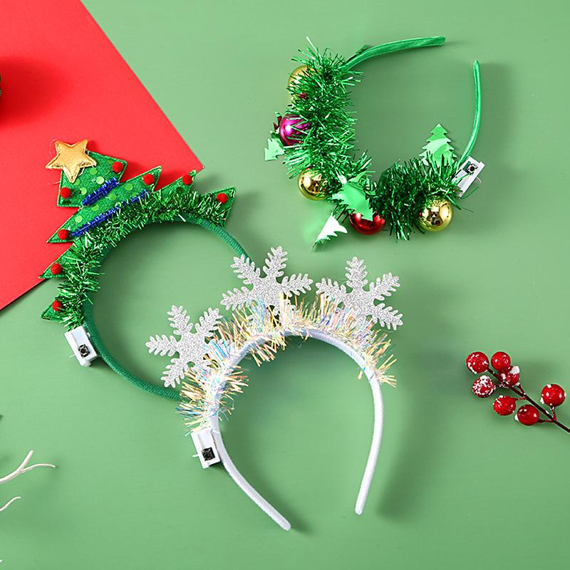 1PC Headwear Christmas Trees Hair Band Snowflake LED Light Headband Christmas Lightening New Years