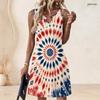 Plus Size Women Round Neck Sleeveless Tank Midi Dress Summer Casual Leisure Outfit