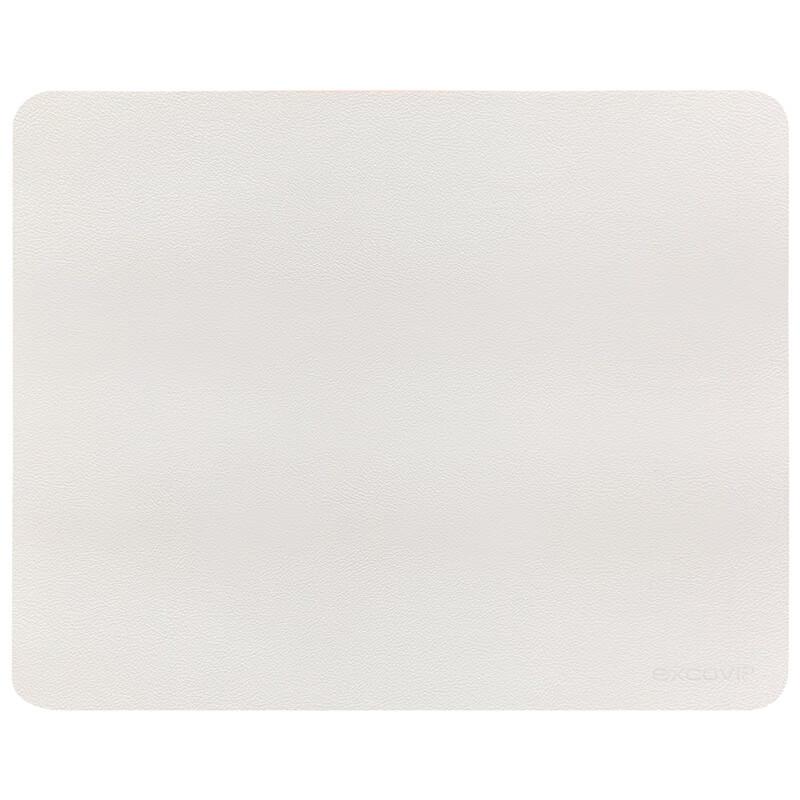 EXCO White + Silver Double-Sided Leather Solid Color Mouse Pad, Small Size, Laptop Office Waterproof Leather Gaming Pad , E-Sports Mat 0083