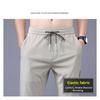 Ice Silk Men's Pants Summer New Black Gray Thin Business Casual Pants Outdoor Elastic Breathable Straight Leg Sweatpants