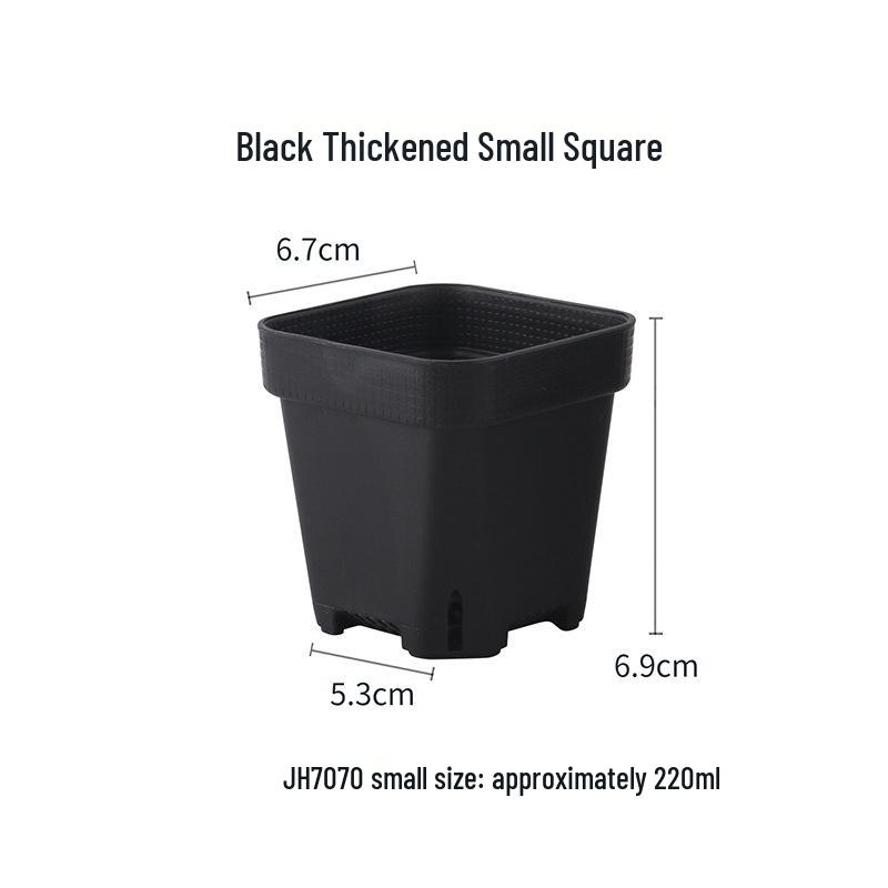Sturdy Black Square Flower Pot for Succulents and Lithops Seedlings - Durable and Breathable Design